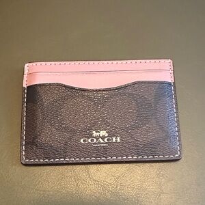 Coach Pink and Brown Leather Card Case